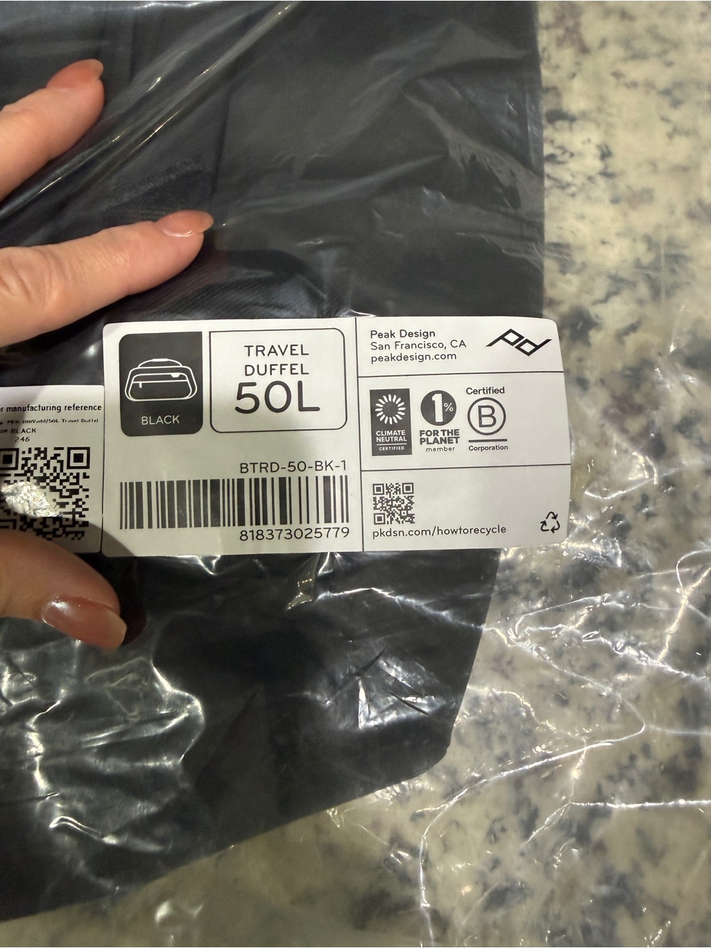 Peak Design 50l Black Performance Duffle (Nwt) — image 5 of 6